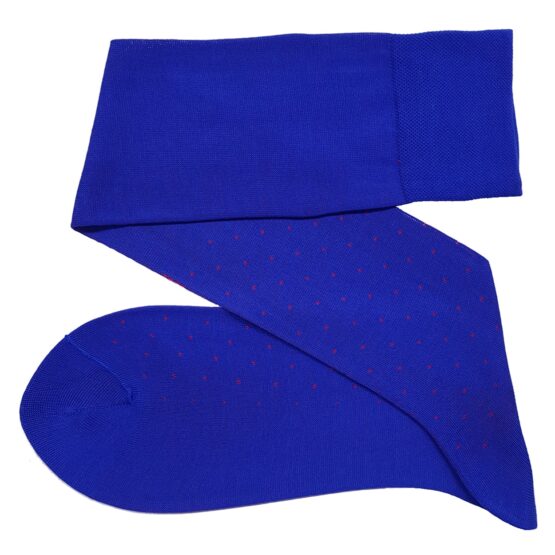 viccel royal blue red pin dots over the calf cotton socks