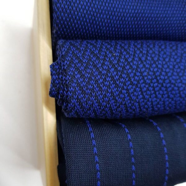 Navy Blue Pindot Striped Cotton Socks