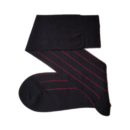 Black Red Pindot Striped Cotton Socks
