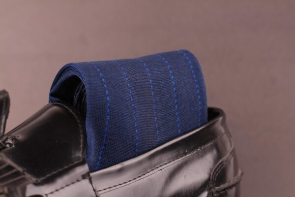 Navy Blue Royal Blue Pindot Striped Over The Calf Cotton Socks