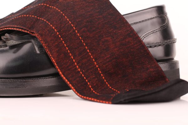 Black Orange Pindot Striped Over The Calf Cotton Socks - Image 4