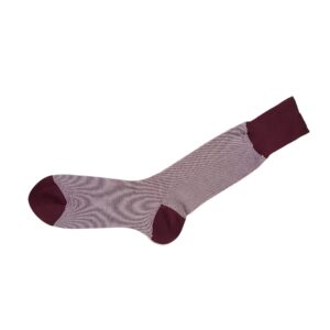 viccel burgundy white cotton striped socks