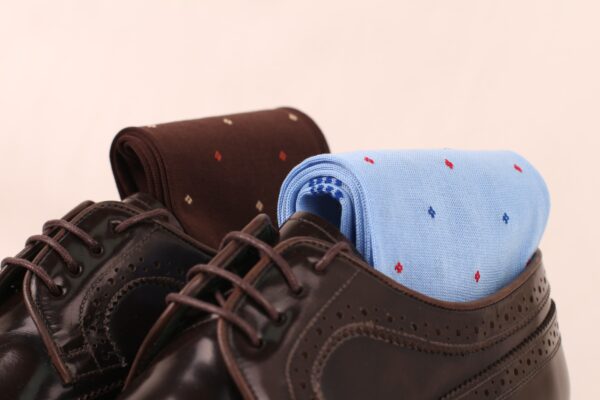Viccel Sky Blue Daimond Dots Cotton Socks - Image 6