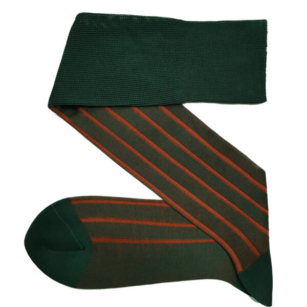 Forest Green Orange Shadow cotton socks