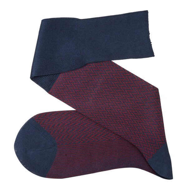 1 PAIR NAVY BLUE HERRINGBONE COTTON SOCKS | NAVY BLUE BURGUNDY HERRINGBONE | HERRINGBONE SOCKS | GIFT SOCKS | - Image 2