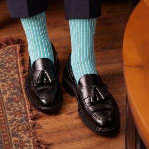 mens beige cotton shadow striped cotton socks