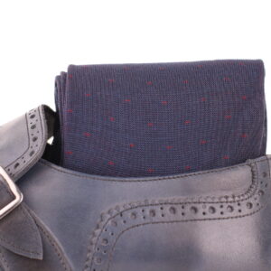 NAVY BLUE BURGUNDY PIN DOTS SOCKS