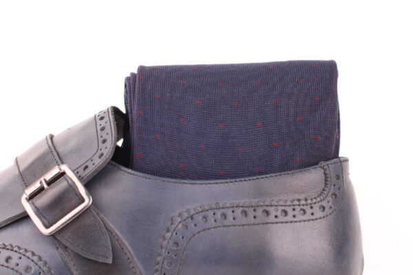 NAVY BLUE BURGUNDY PIN DOTS SOCKS