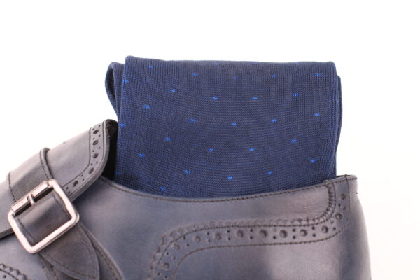 NAVY BLUE ROYAL BLUE PIN DOTS SOCKS - Image 2