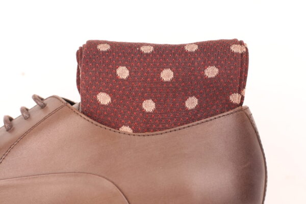 BROWN MESH DOTS COTTON OVER THE CALF SOCKS - Image 4