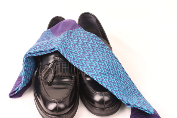 1 PAIR PURPLE HERRINGBONE COTTON SOCKS | PURPLE BLUE HERRINGBONE | HERRINGBONE SOCKS | GIFT SOCKS | - Image 2