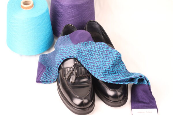 1 PAIR PURPLE HERRINGBONE COTTON SOCKS | PURPLE BLUE HERRINGBONE | HERRINGBONE SOCKS | GIFT SOCKS |