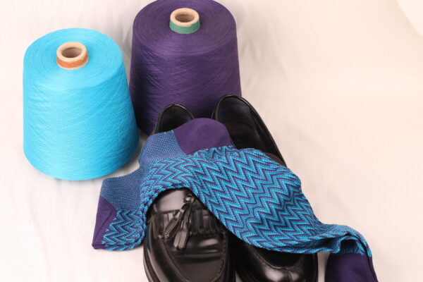 1 PAIR PURPLE HERRINGBONE COTTON SOCKS | PURPLE BLUE HERRINGBONE | HERRINGBONE SOCKS | GIFT SOCKS | - Image 5