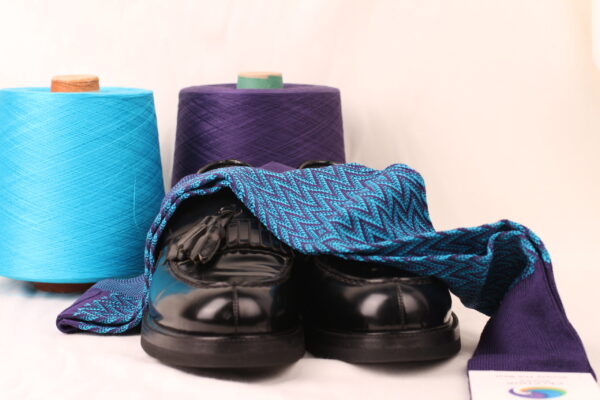 1 PAIR PURPLE HERRINGBONE COTTON SOCKS | PURPLE BLUE HERRINGBONE | HERRINGBONE SOCKS | GIFT SOCKS | - Image 4