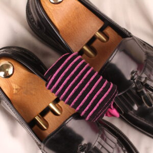 NEW ! PINK BLACK SHADOW STRIPED COTTON SOCKS