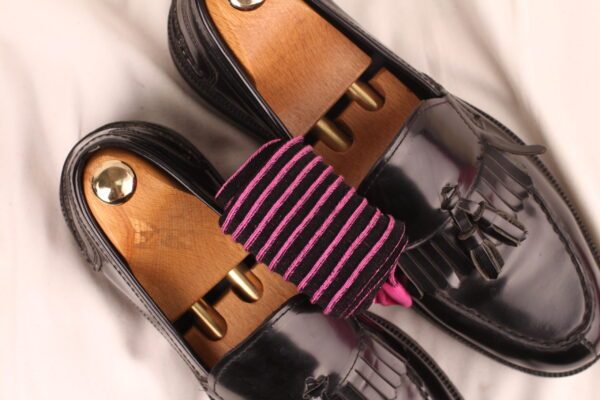NEW ! PINK BLACK SHADOW STRIPED COTTON SOCKS