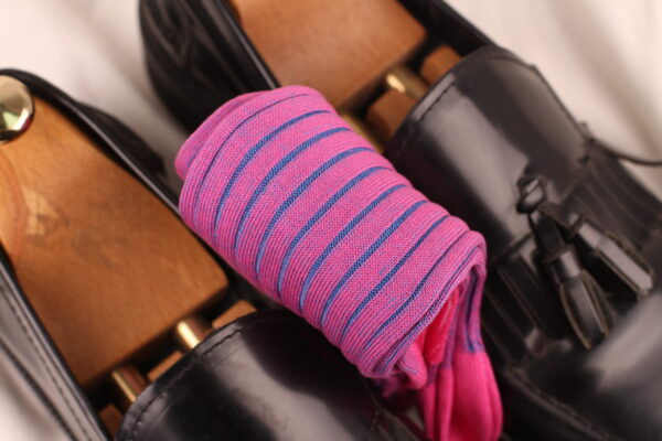 NEW ! PINK SHADOW STRIPED COTTON SOCKS - Image 6