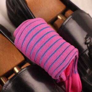 NEW ! PINK SHADOW STRIPED COTTON SOCKS