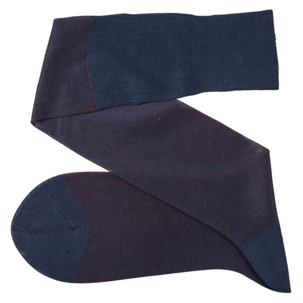 NAVY BLUE BURGUNDY PIN DOTS SOCKS - Image 2