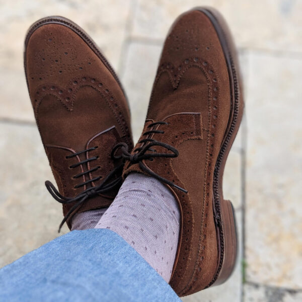 Classic Men's Pink Dress Socks | Sophisticated Pin Dots | Over The Calf Fit | Mid Calf Fit | Ideal Gift For Dad & Husband - Image 3