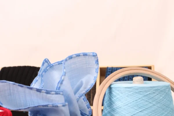 Blue Hand Made  Linen  Pocket Square - Image 2