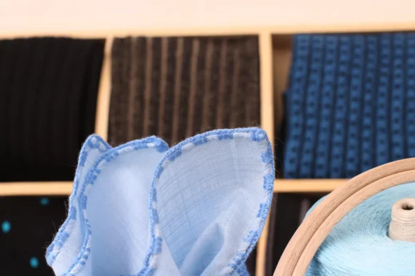 Blue Hand Made  Linen  Pocket Square - Image 6