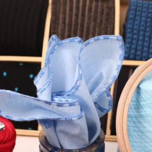 Blue Hand Made  Linen  Pocket Square