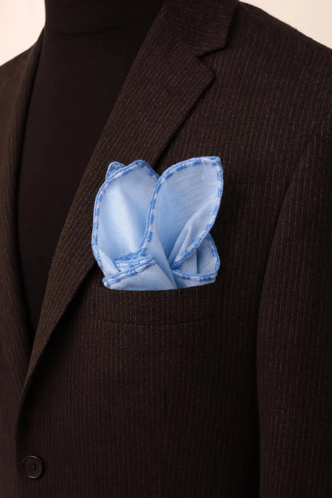 Blue Hand Made Linen Pocket Square - Image 11