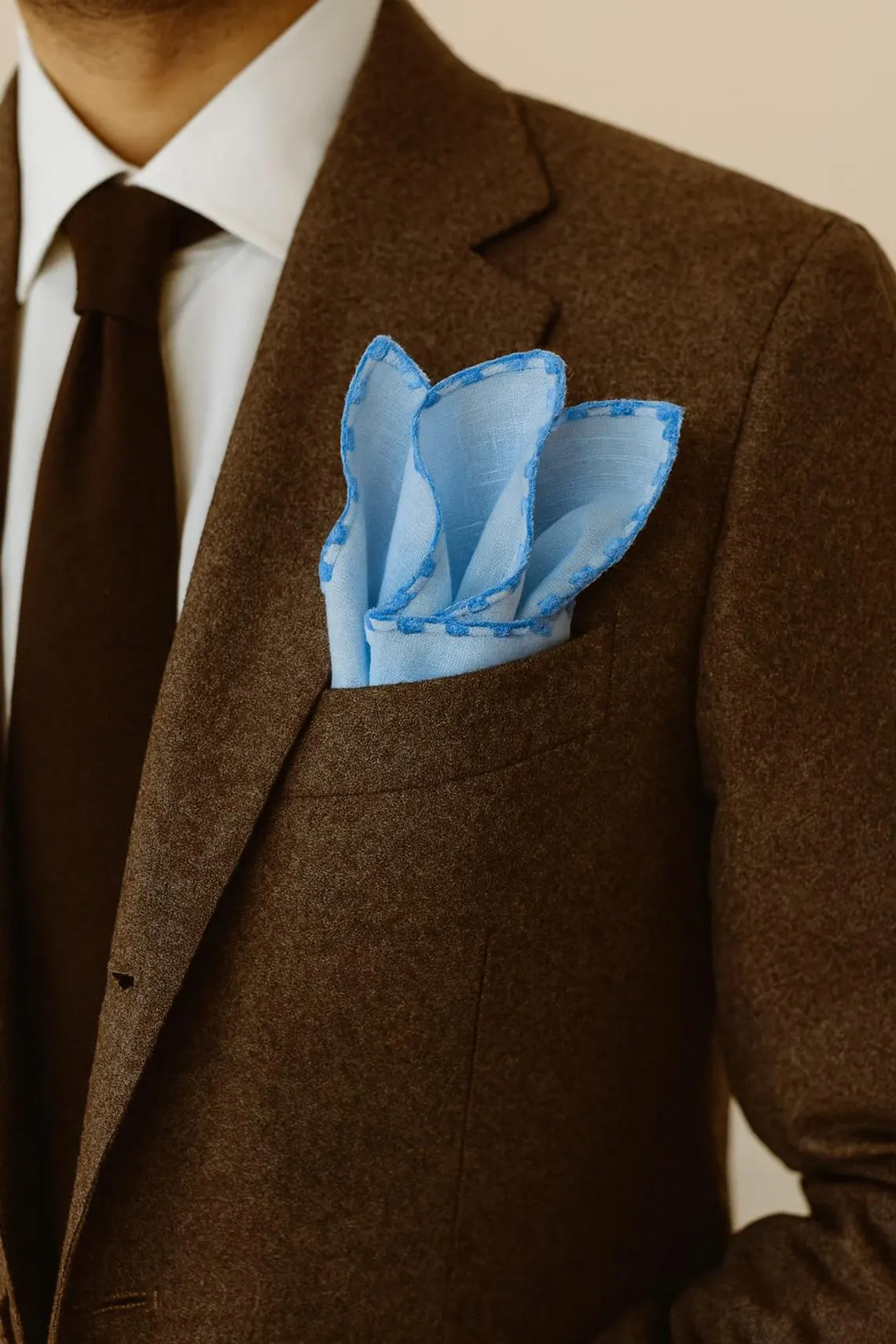 Blue Hand Made Linen Pocket Square - Image 12