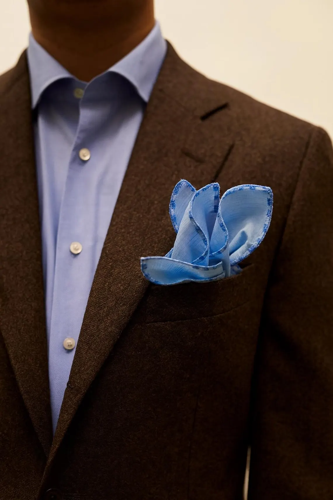 Blue Hand Made Linen Pocket Square - Image 13