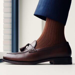 NEW! Reddish Brown Ribbed Cotton Socks