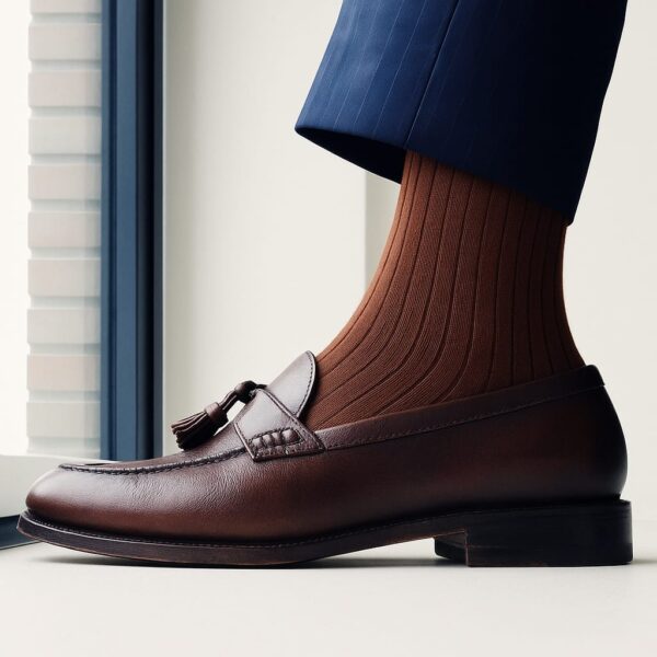 NEW! Reddish Brown Ribbed Cotton Socks
