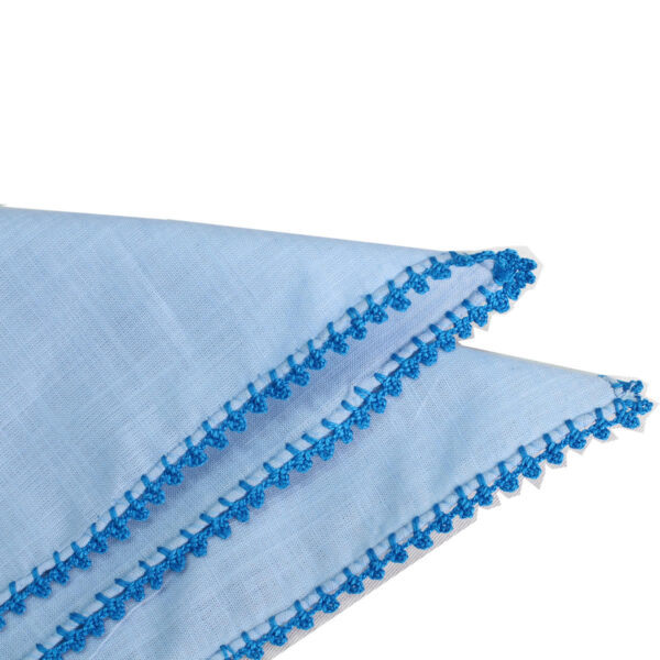 Blue Hand Made Linen Pocket Square - Image 6