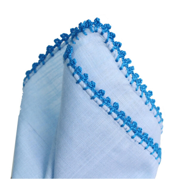 Blue Hand Made Linen Pocket Square - Image 5