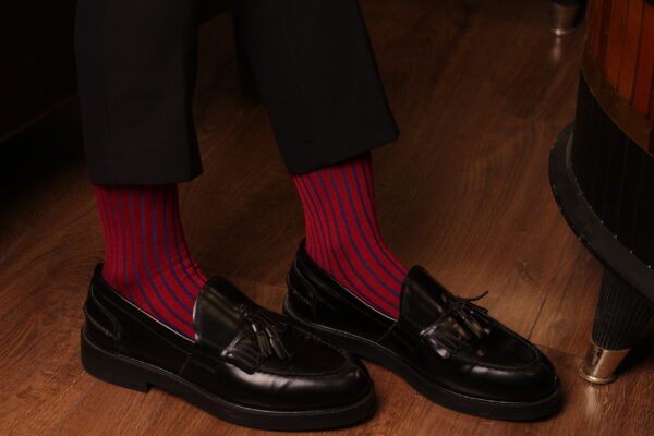 Mens Socks - Shadow Striped Socks - Gift For Dad - Gift for Husband - Mid Calf Socks - Red Socks - Over The Calf Socks -  1 Pack - Image 4