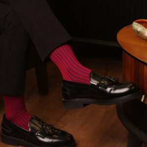 Mens Socks - Shadow Striped Socks - Gift For Dad - Gift for Husband - Mid Calf Socks - Red Socks - Over The Calf Socks -  1 Pack