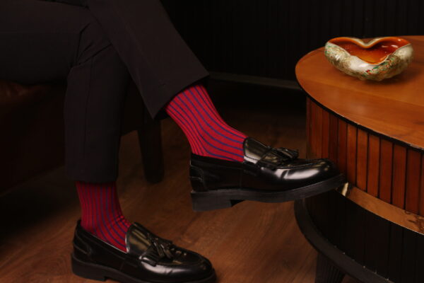 Mens Socks - Shadow Striped Socks - Gift For Dad - Gift for Husband - Mid Calf Socks - Red Socks - Over The Calf Socks -  1 Pack