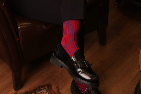 Mens Socks - Shadow Striped Socks - Gift For Dad - Gift for Husband - Mid Calf Socks - Red Socks - Over The Calf Socks -  1 Pack - Image 2