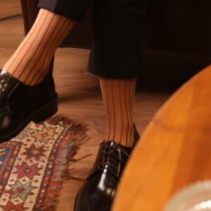 Beige Orange Shadow Striped Cotton Socks