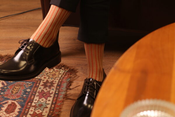 Beige Orange Shadow Striped Cotton Socks