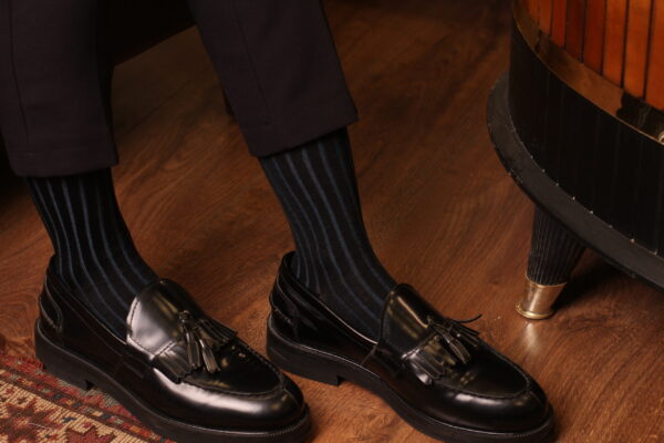 Mens Socks - Shadow Striped Socks - Gift For Dad - Gift for Husband - Mid Calf Socks - Black Socks - Over The Calf Socks -  1 Pack - Image 2