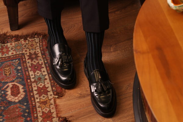 Mens Socks - Shadow Striped Socks - Gift For Dad - Gift for Husband - Mid Calf Socks - Black Socks - Over The Calf Socks -  1 Pack - Image 3