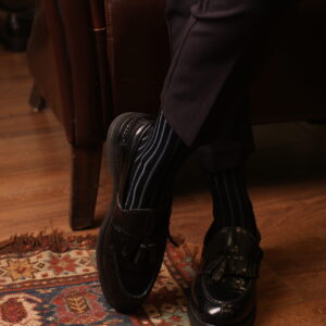 Mens Socks - Shadow Striped Socks - Gift For Dad - Gift for Husband - Mid Calf Socks - Black Socks - Over The Calf Socks -  1 Pack