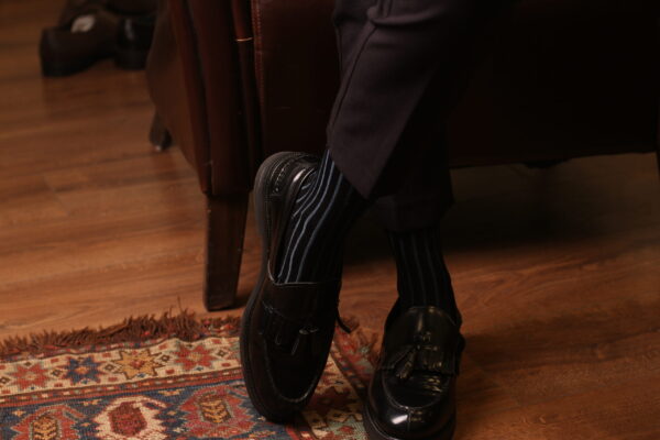 Mens Socks - Shadow Striped Socks - Gift For Dad - Gift for Husband - Mid Calf Socks - Black Socks - Over The Calf Socks -  1 Pack