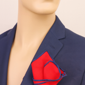 Red Hand Rolled Linen  Pocket Square