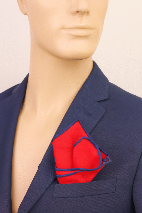 Red Hand Rolled Linen  Pocket Square