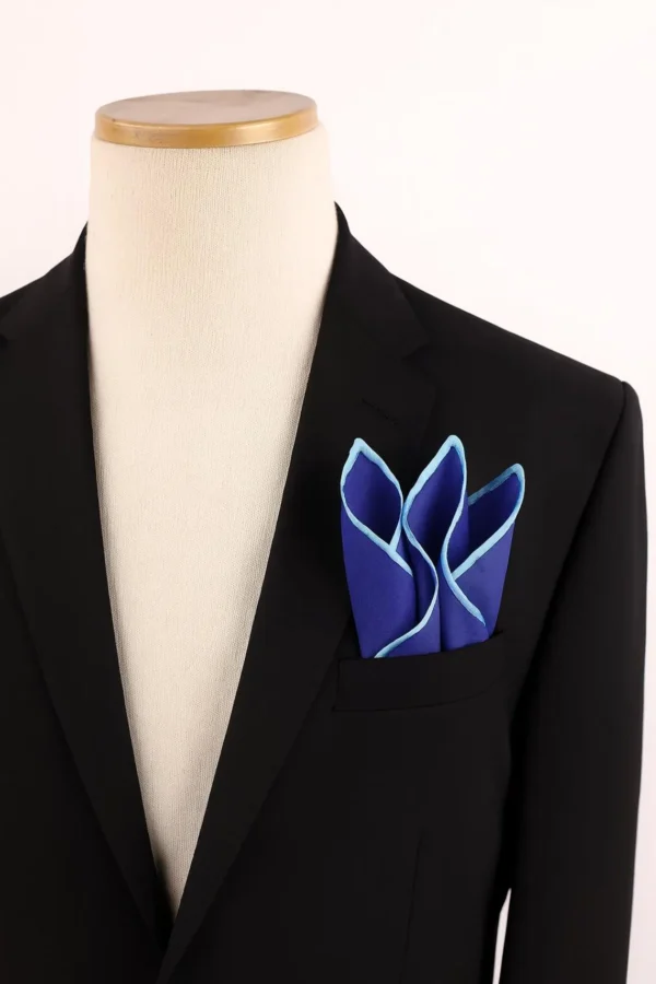 Blue Hand  Rolled Linen  Pocket Square - Image 6