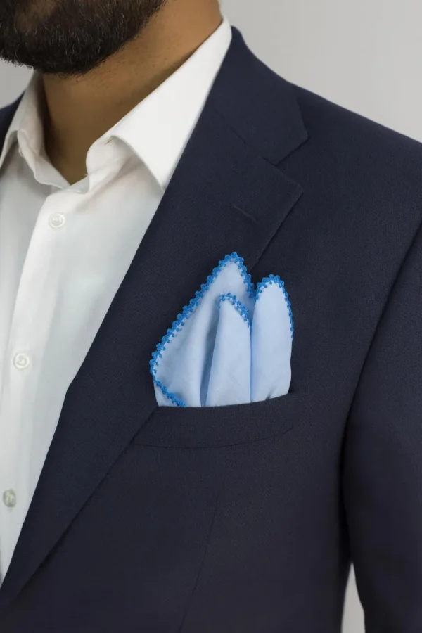 Blue Hand Made Linen Pocket Square - Image 8