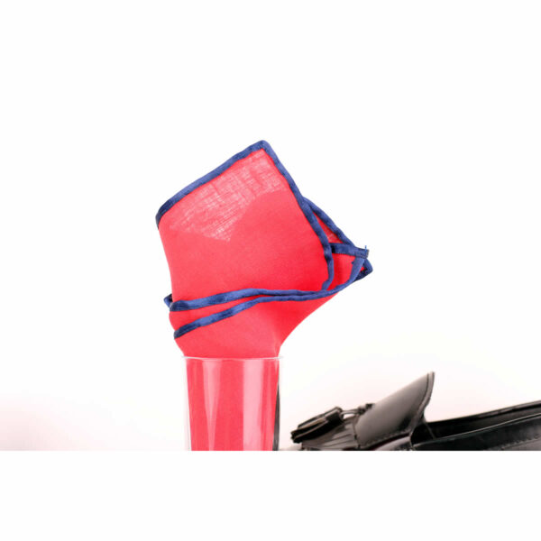 Red Hand Rolled Linen  Pocket Square - Image 2