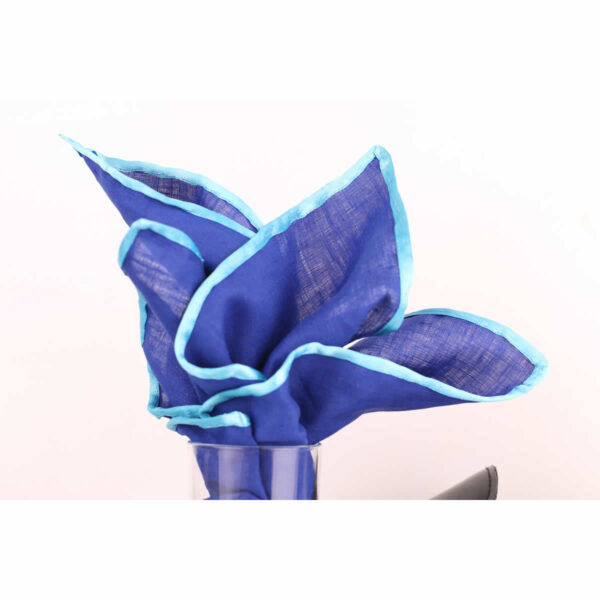 Blue Hand  Rolled Linen  Pocket Square - Image 9